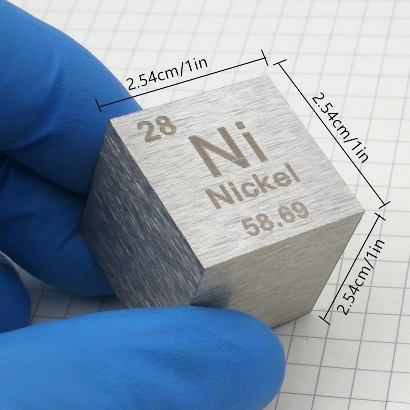 1inch Nickel Ni Cubic Periodic Table Cube 99.5% Pure Nickel Cubic Metal Gift Rare Metal Nickel Element Block Sample Light Grey