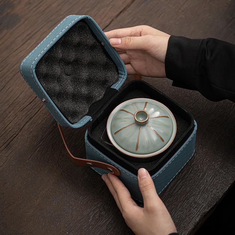 Travel Tea Set Outdoor Camping Portable Tea Set Ruyao Quick Cup One Pot Two Cups Storage Bag Business Gift