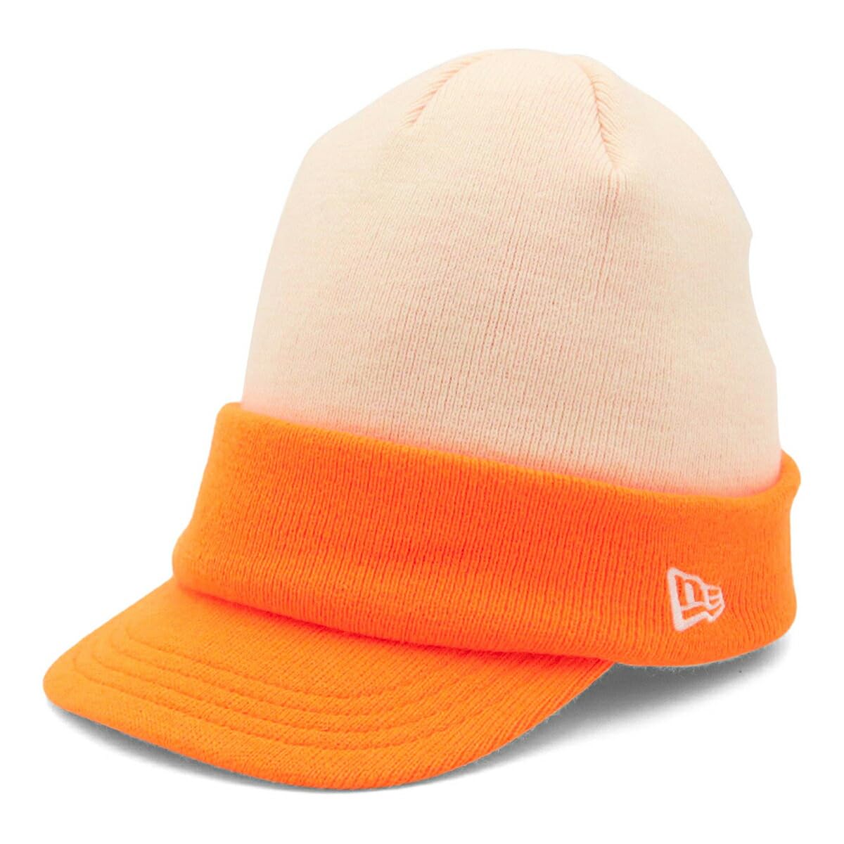 New Era Free Visor Knit Short Orange Hat, Off-White/Neon