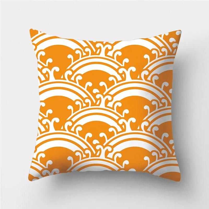 Orange Warm Color Irregular Pattern Series Pillowcases Geometric Striped Pillowcases Sofa Car Sofa Living Room Decoration