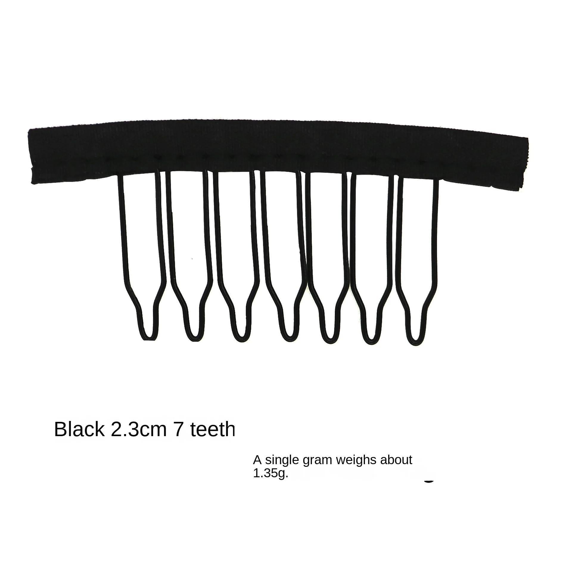 

10 шт./лот, расчески для париков, шапочки для париков, заколки для волос, поставка с фабрики, зажимы для париков для наращивания волос, лучшие зажимы для париков, большие 3-7 зубов, черные