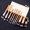 11 Pcs Set Natural Bamboo Handle Makeup Brushes Set Professional Foundation Blending Brush Cosmetic Make Up Tool With Cotton Bag