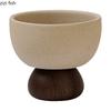 Ceramic High Footed Water Cup Coffee Cups Tea Mug Pudding Cup Ice Cream Cups Wooden Foot Candle Holder Milk Mug Dessert Bowl