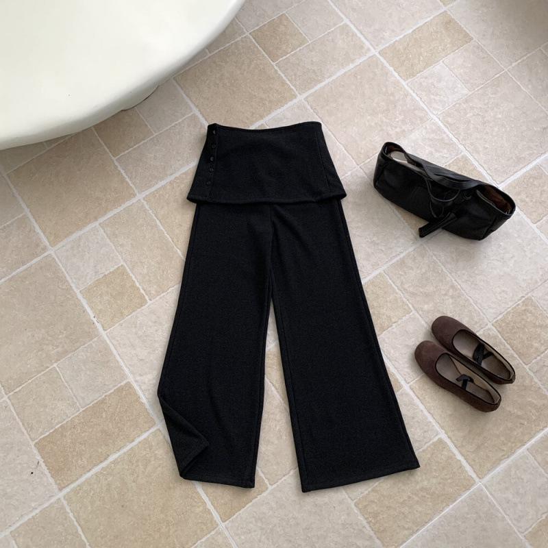 

Korean Style Plus Velvet Warm Loose Fit Pure Color Pants Large чорний