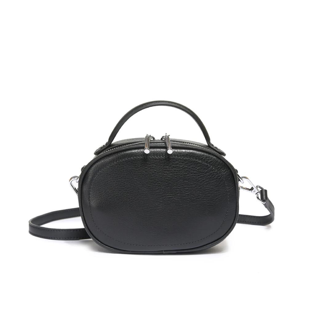 Women's Genuine Leather  Small Shoulder Purse Lightweight Round Crossbody Bag, Shell Bag Design with Phe/Coin Pocket for Daily