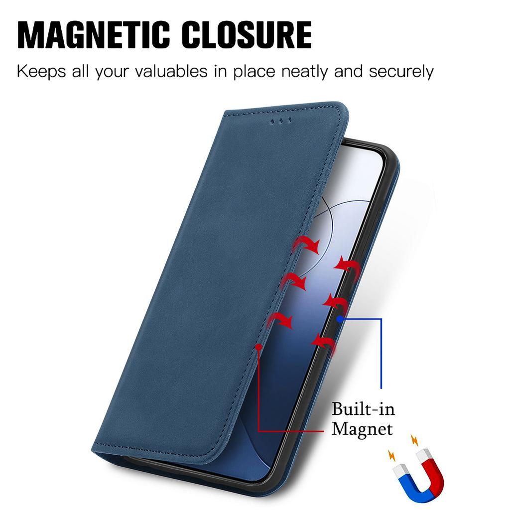 Etui skórzane dla Xiaomi 14T Pro z uchwytem na karty, magnetycznie absorbowane etui na telefon
