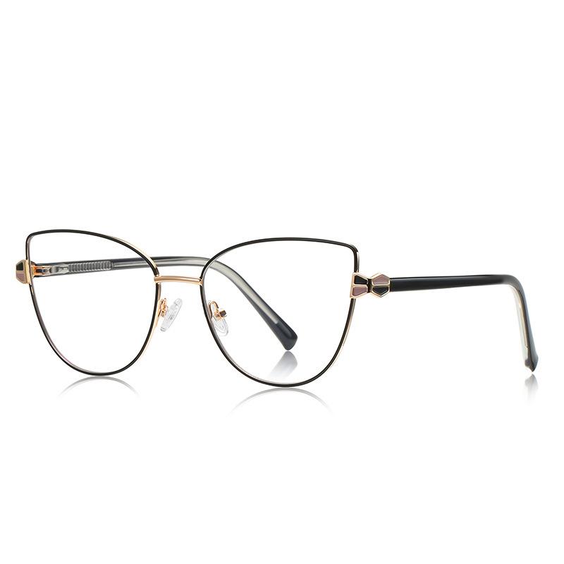 Elegant Beige Cat Eye Reading Glasses Women Luxury Metal Frame Computer Goggles Vision Care Blue Light Blocking Eyewear