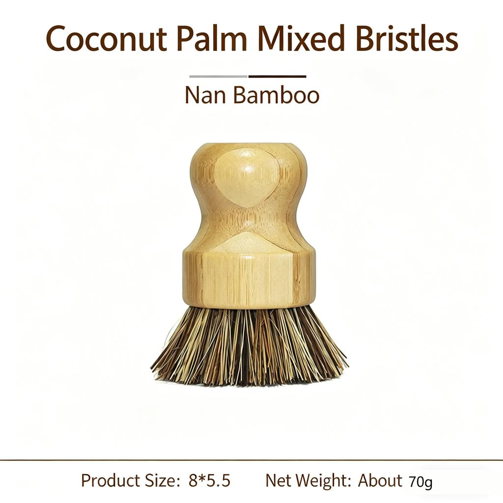 Natural Bamboo Dish Brush Durable Portable Natural Scrub Washing Pot Brush Kitchen