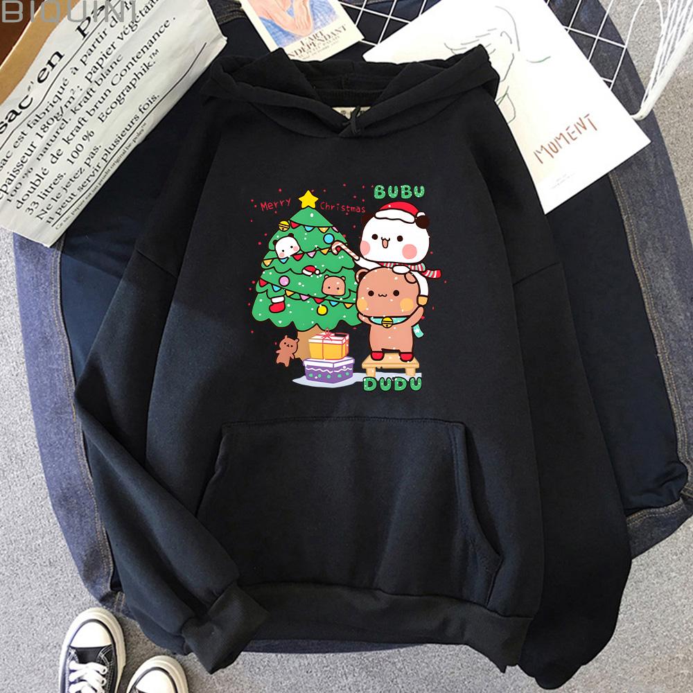 Harajuku Bubu Dudu Cute Cartoon Printed Hoodie Couple Women Men Sweatshirt Hip Hop Long Sleeves Fleece Loose Hooded Streetwear