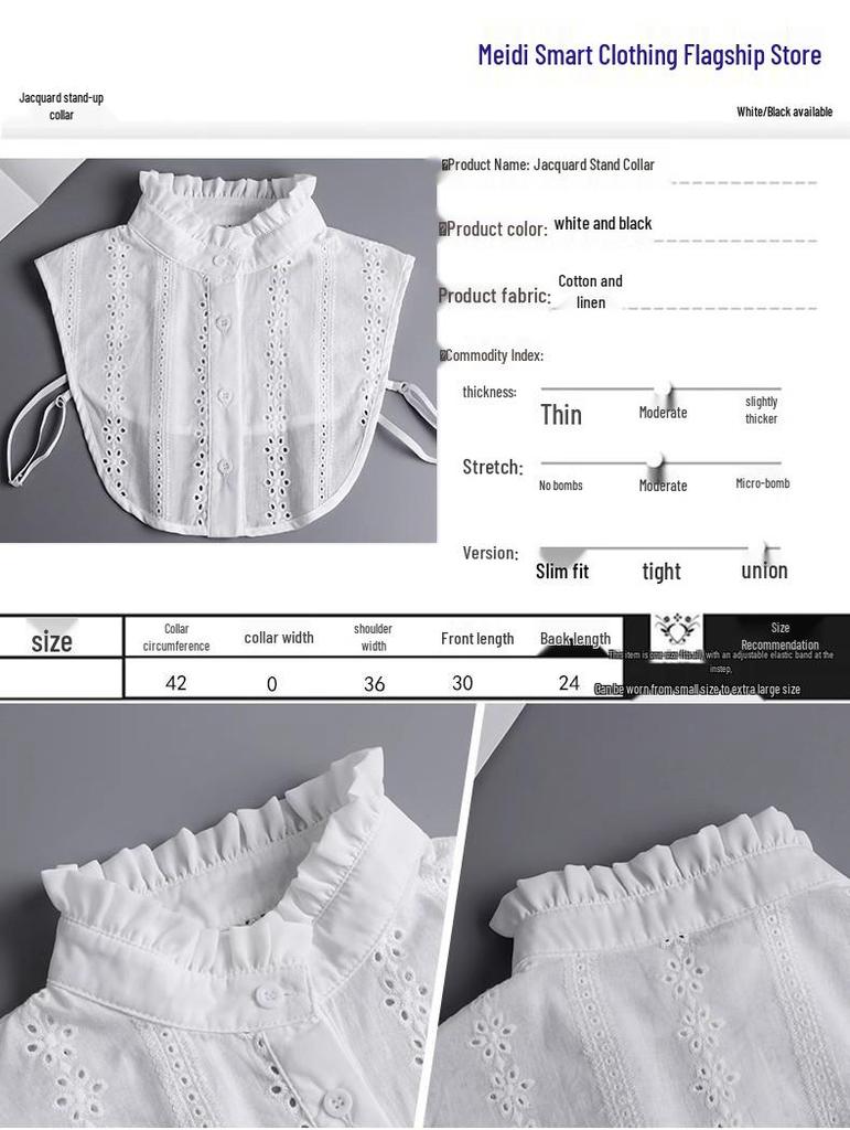 Ruffle Jacquard Stand Collar: Autumn/Winter Pleated Collared Sweater Base Layer