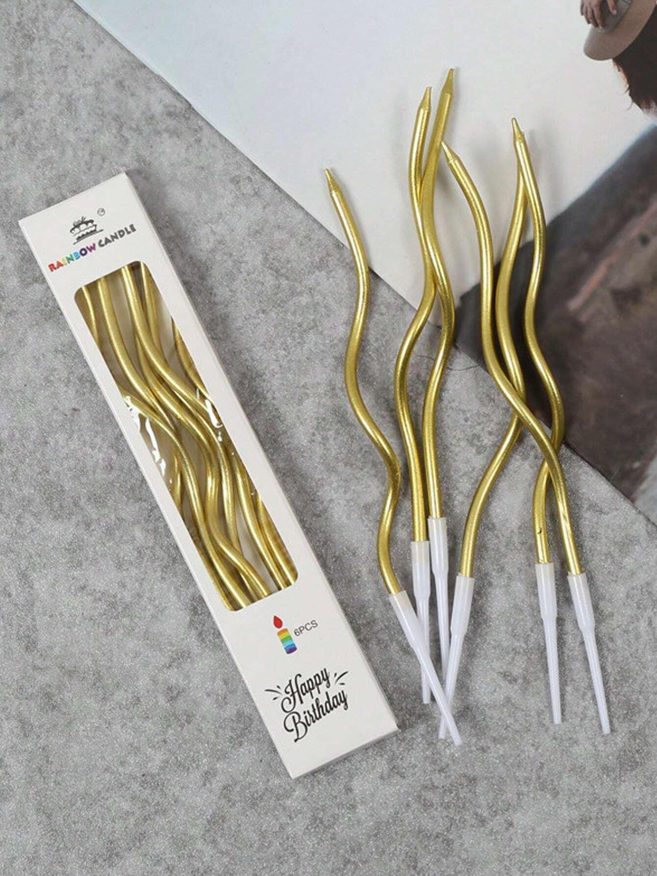 

6 шт./компл. изогнутые свечи для торта на день рождения, на рождение ребенка, на раскрытие пола ребенка, на украшение кекса, на свечи-топперы, на свадебную вечеринку, декоративные