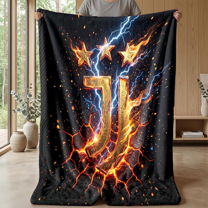 Juventus FC Theme Blanket Soft Flannel Blanket Plush Throw Blanket Cozy Sofa Bed Blanket for Home Decor