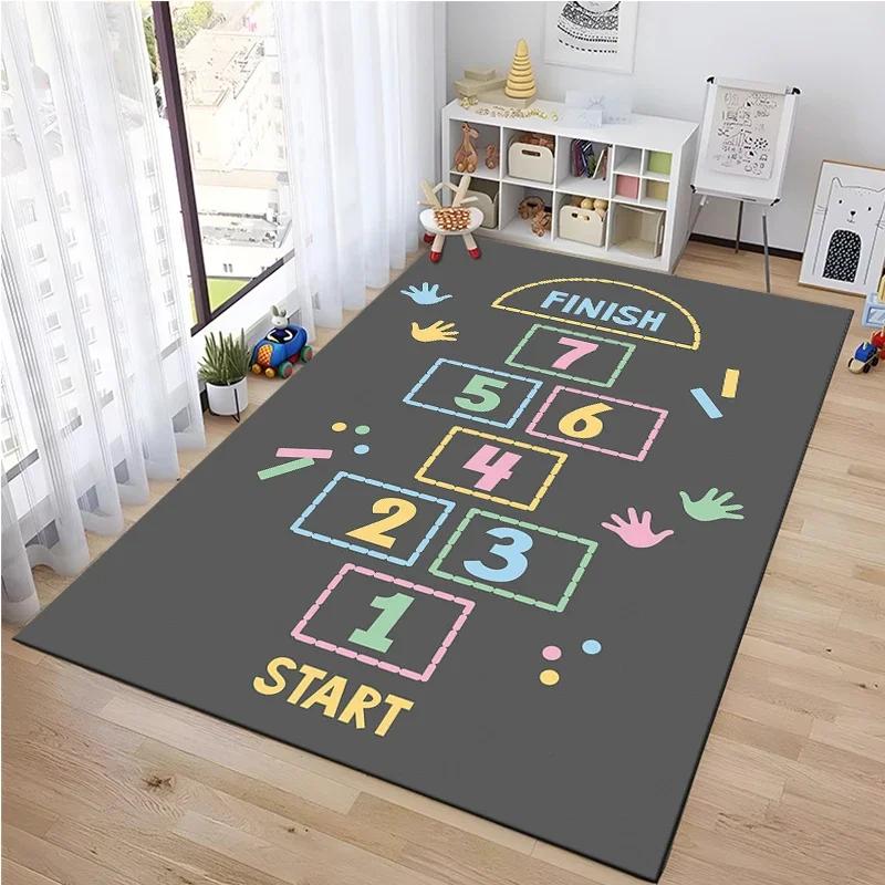 Hopscotch Indoor Cartoon Parent-child Game Decoration Carpet Bedroom Bedside Children's Number Game Room Decoration Floor Mat