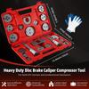 24Pcs Disc Brake Caliper Piston Compressor Rewind Tool Set with 18 Adapters, Dual Handed Thrust Bolts, Retainer Plates and Glove