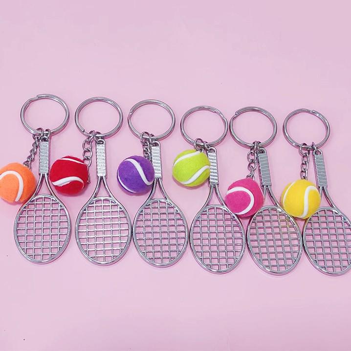 Creative Tennis Racket Keychain Pendant - Sports Gift & Backpack Accessory