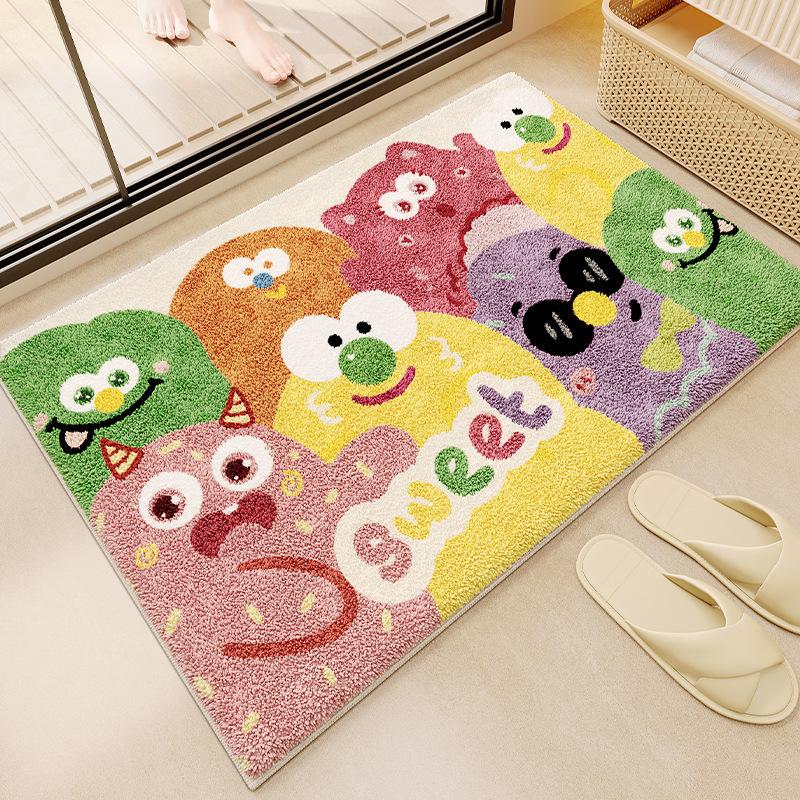 Absorbent Monster Bathroom Floor Mat Bathroom Floor Mat Imitation Cashmere Door Mat Non-slip Mat Household Bedroom Carpet Door Mat