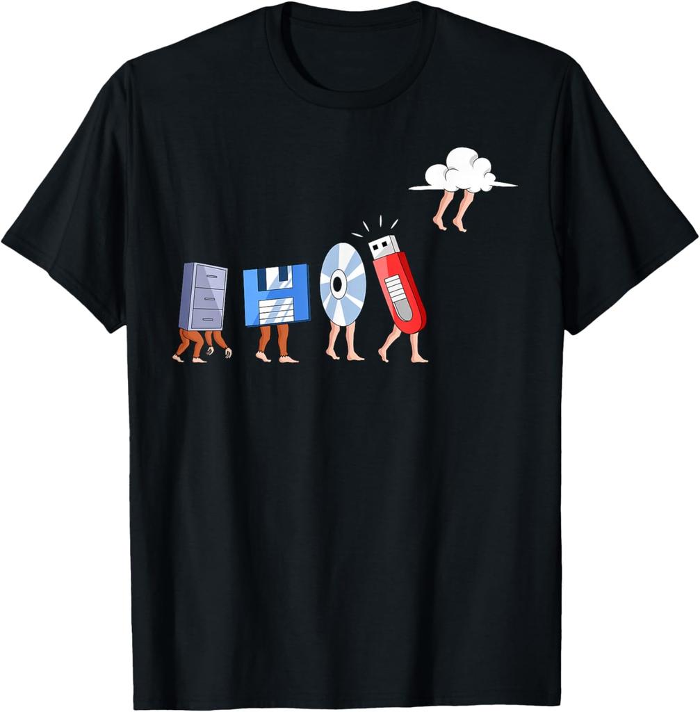 Evoluzione dell'Archiviazione Dati Maglietta Grafica Divertente Regalo per Sviluppatore Cloud Computing T-Shirt Casual