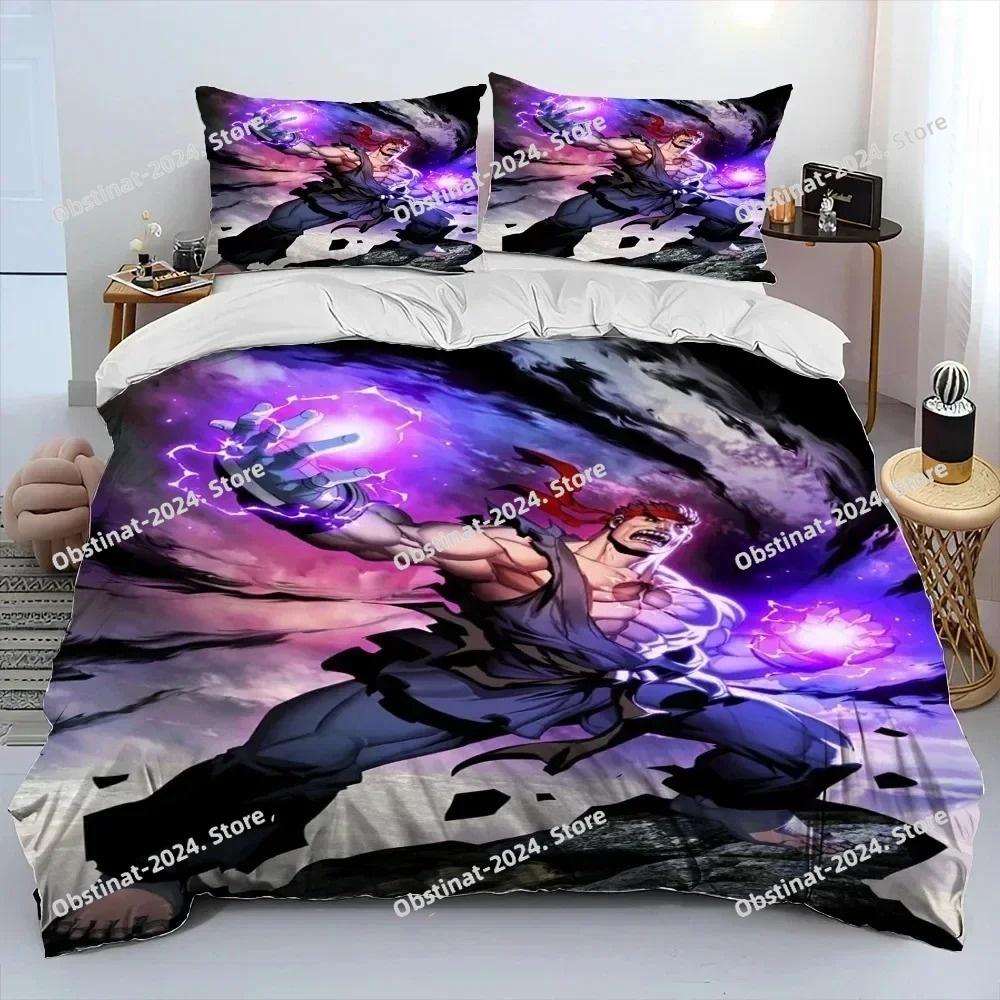 3D Street Fighter Retro Game Bedding Set Printed Bed Set Duvet Cover Sheet Pillowcase Bed Soft Quilt Cover Full Queen King Size