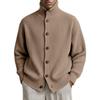 Cardigan in maglia casual e rilassato da uomo -colore, Cappotto con bottoni a maniche lunghe a righe, collo alto, a maglia grossa da uomo