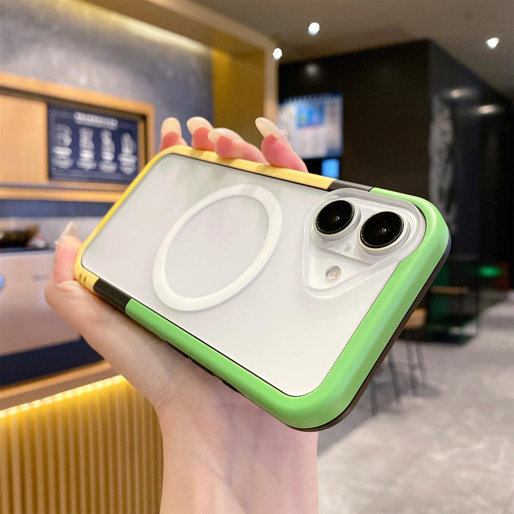 For iPhone 16 Case Compatible with MagSafe Detachable 2-in-1 TPU+PC Clear Phone Cover - Pink / Blue