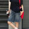 Spring Summer Women Casual Denim Shorts Fashion Female Wide Leg Short Jeans Knee Lenght Denim Pant Women High Waist Shorts Girls