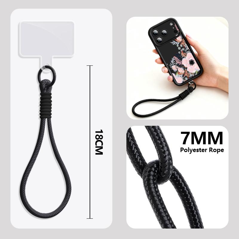 Wrist Strap Lanyard Phone Case For iPhone 17 Pro Max Air 16E 16 14 15 Pro 12 13 Pro Max 11 Colourful Plant Pattern TPU Cover