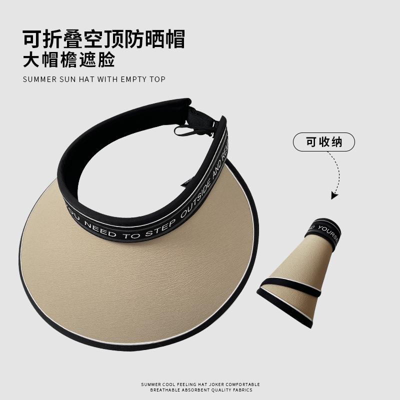 Vinyl UV empty top sun hat women's summer outdoor versatile foldable anti-ultraviolet eaves face cover basin hat