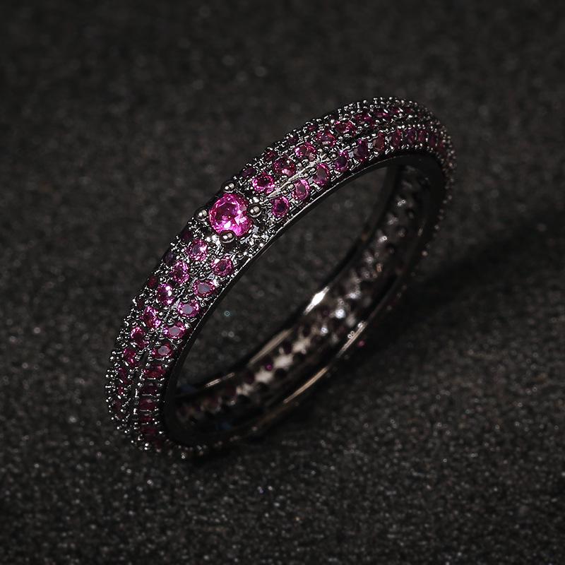 S Silver Colorful Zircon Black Gold Ring for Women Full Zircon Wedding Party Engagement High Quality Jewelry Ring Gift