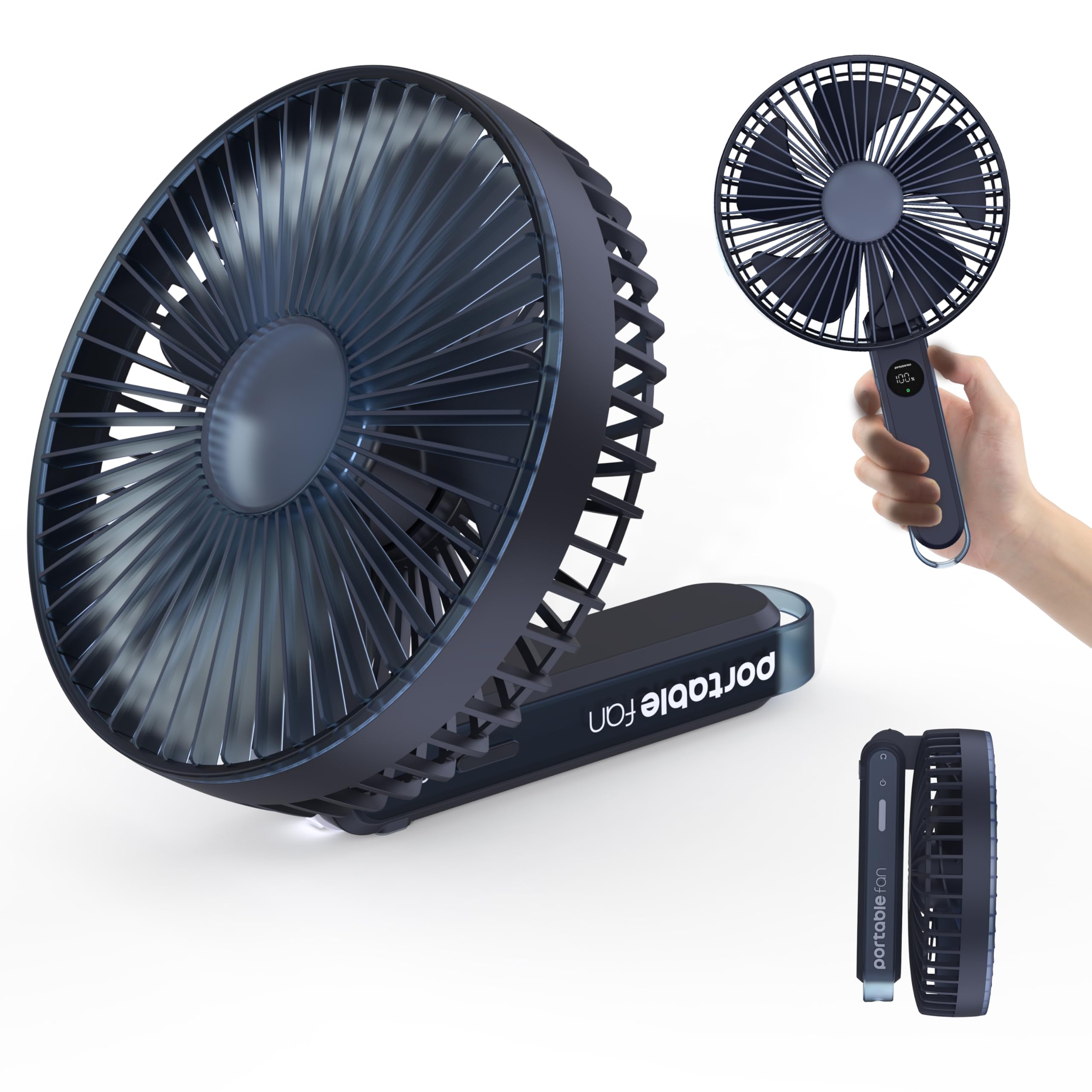 

Compact Tabletop Fan Widest Airflow Portable Fan Compatible with Handheld Slim Angle 4 Airflow 6000mAh Rechargeable Mini Fan for and Heatstroke синій