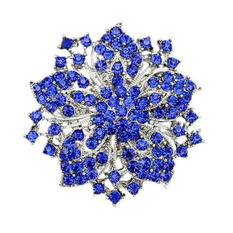 Neues, neues Design, Cluster-Strasssteine, runde Blüte, Kristall, versilberte Broschen
