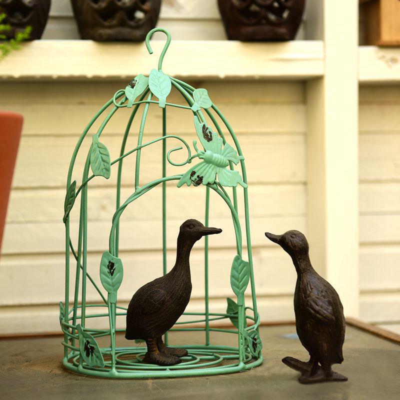 Agățat de perete în stil rustic american vintage, sârmă de metal, cușcă pentru jumătate de pasăre, ghiveci, pentru birou, pentru grădină, ghiveci cu plante suculente