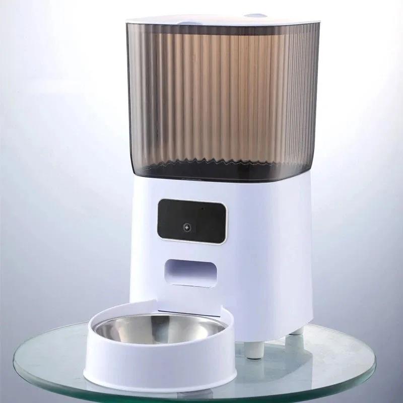 

5L Smart Automatic Cat Feeder with Camera 1080P Video WiFi Pet Food Dispenser for Cats Dogs Voice Recorder Double Bowls