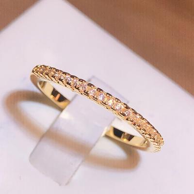 New Creative Single Row Zircon Yellow Gold Ring Full Of Crystal Zircon Ring Micro Diamond Ring Couple Ring Party Birthday Gift
