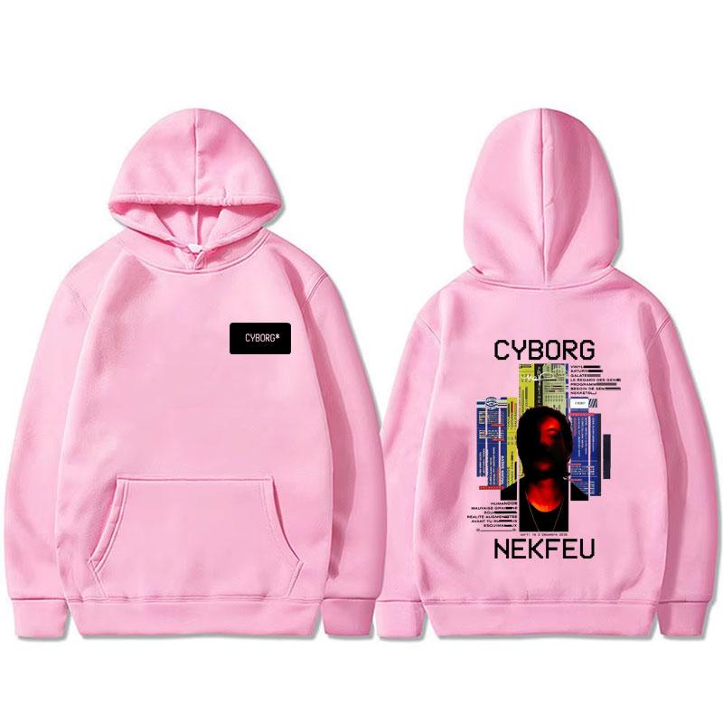 Felpa con cappuccio grafica da rapper Nekfeu Cyborg Uomo Donna Hip Hop Moda Musica Pop Pullover Maschile Casual Vintage Felpa con cappuccio in pile