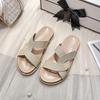 Thick-soled slippers women's new casual flat-bottomed beach cross-over with cool slippers large size