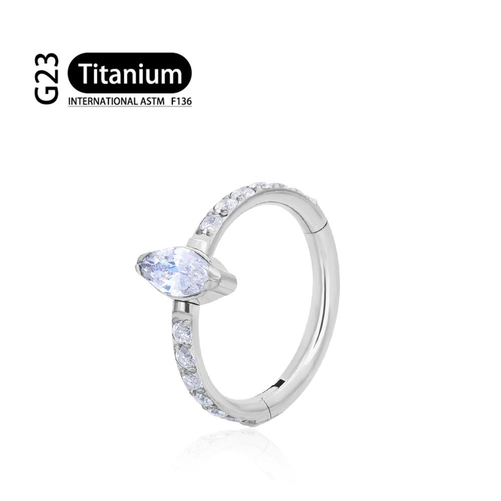 

G23 Titanium 16G Hinged Segment Nose Ring CZ Septum Clicker Daith Earrings Hoop Ear Cartilage Tragus Helix Piercing Jewelry 1.2x8mm