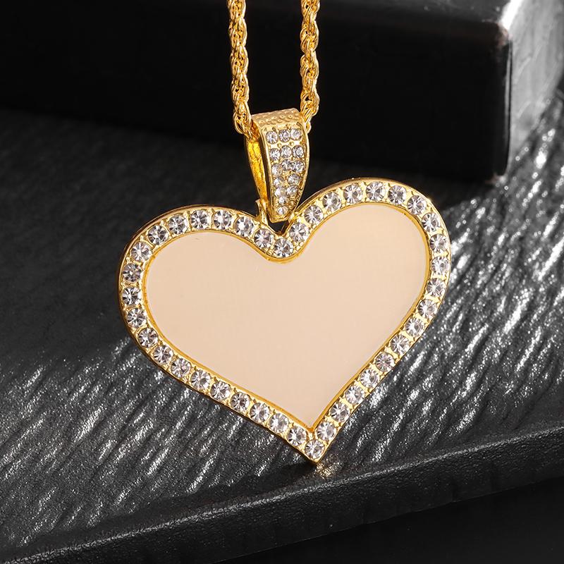 Angel Wings Mirror Photo Memorial Pendant Inlaid with Ice Crystal Zirconia Necklace Couple Trendy Jewelry Birthday Gift