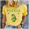 Unisex Polyester Summer Top with Funny Acid Cucumber Print Loose Round Neck Short Sleeve Fashion for Astrology Lovers