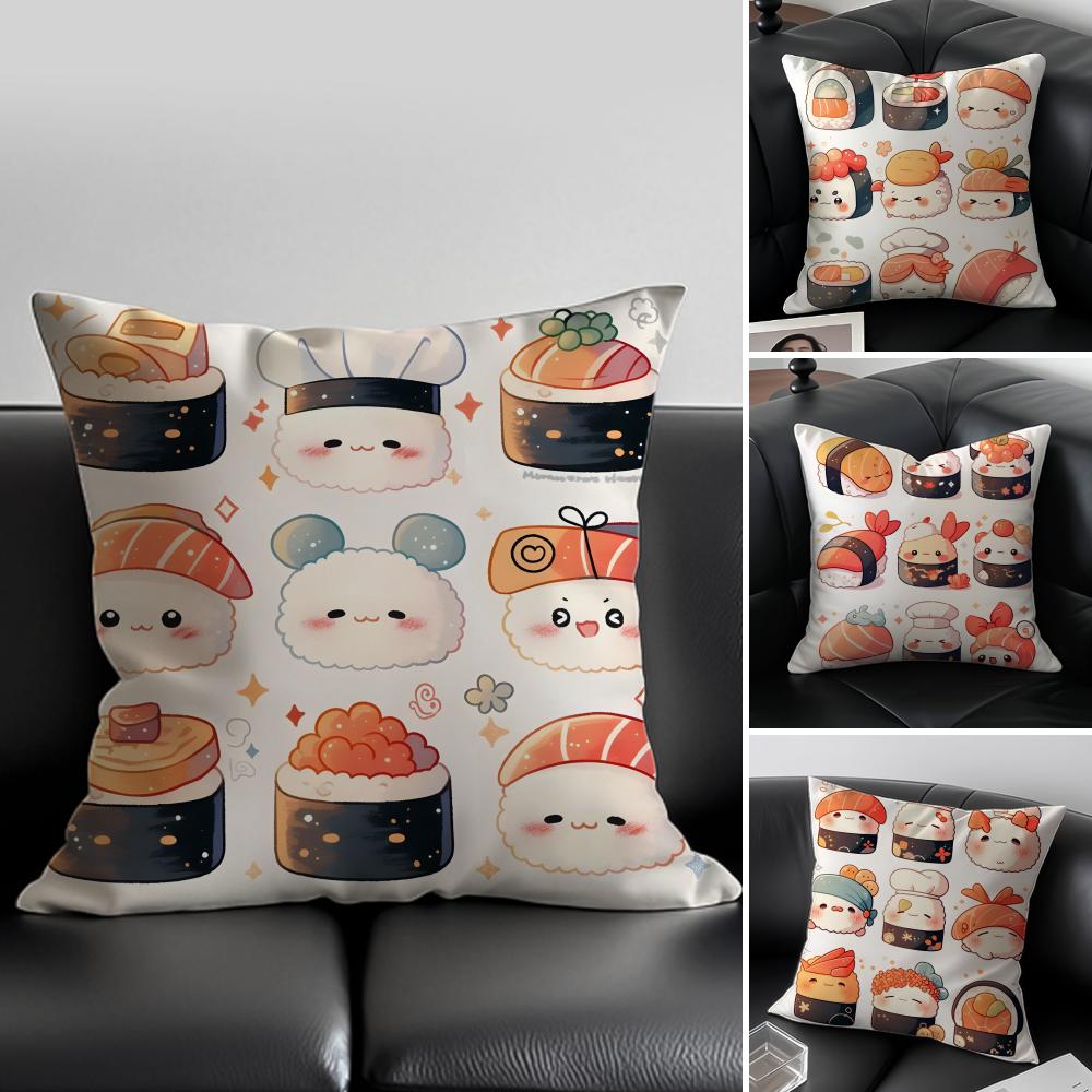 Mini Japanese Food Art Cute Sushi Cushion Cover Pillow Case Soft Skin Friendly Fabric & Concealed Zipper