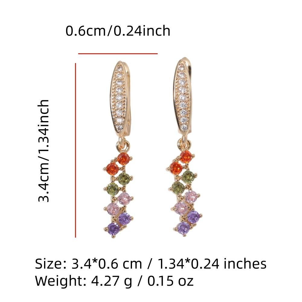 1 Pair Fashion Colorful Geometry Zirconia Dangle Earrings for Women Jewelry Wedding Party Accessories