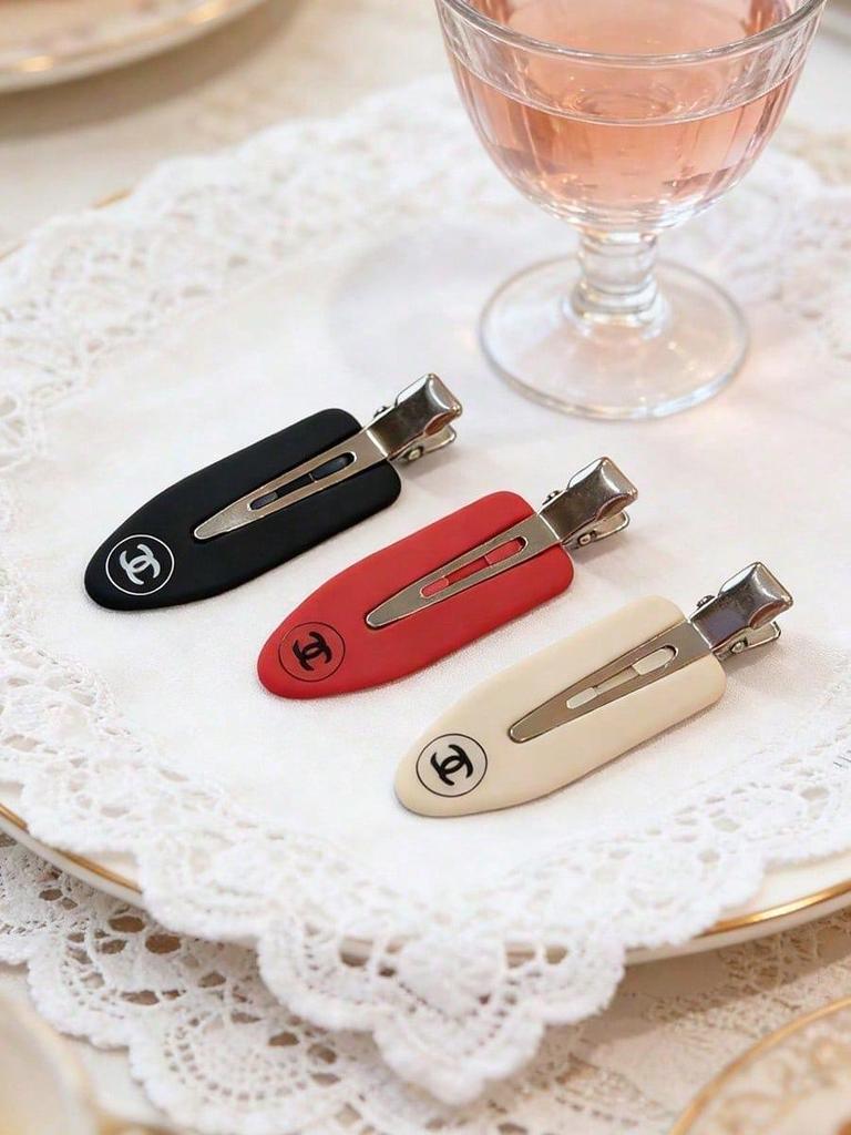 Chanel Fermagli per capelli da donna senza piegatura, Fermagli a becco d'anatra con superficie opaca, Accessori per capelli alla moda per basette laterali per uso quotidiano e feste