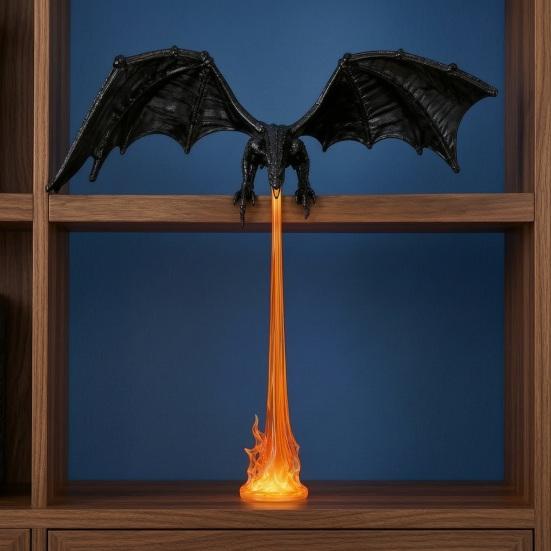 Fantasy Novel Fan Gift Fire-breathing Dragon Figurine, Durable PLA Flying Book Stopper, Creative Home Interior Decor 3D Print Ornament for Office