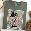 Skeleton The Cat Lady T-Shirt, Brown Cat Lover Tee, Halloween Cat Gift, Cat Mom TShirt, Brown Cat Lover Gift, Tarot Card Shirt, Gift for Her