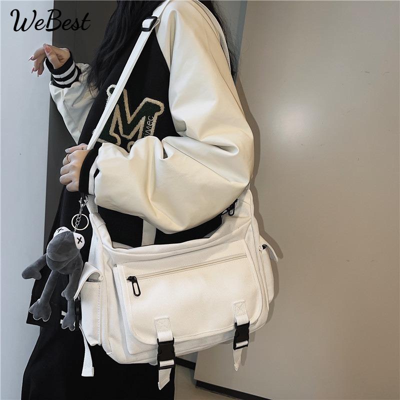 Minimalist Crossbody Bag Unisex Instagram Japanese Korean Large Capacity Utility Shoulder Messenger Bag Workwear Style College Student Backpack