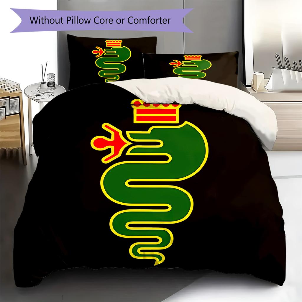 Alpha Romeo Pattern Bedding,Quilt Set Quilt Cover Pillowcase Home Birthday Gift (1 * Duvet Cover + 2 * Pillowcase, Without Core)