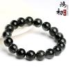 Hongchu Crystal Natural Smooth Black Rutilated Quartz Bead Bracelet Black Rutilated Quartz Smooth Bead Bracelet