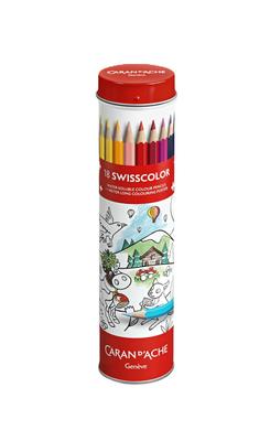 CARAN kredki kolorowe kolorowanka Swiss Color Metalowa puszka 18 kolorów Akcesoria plastyczne Rysowanie Malowanie Artykuły plastyczne D'ACHE Rozpuszczalne w wodzie +