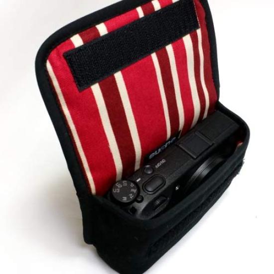 suono Camera Case for Ricoh GR3x GR3 / (Black/Bordeaux Stripe)