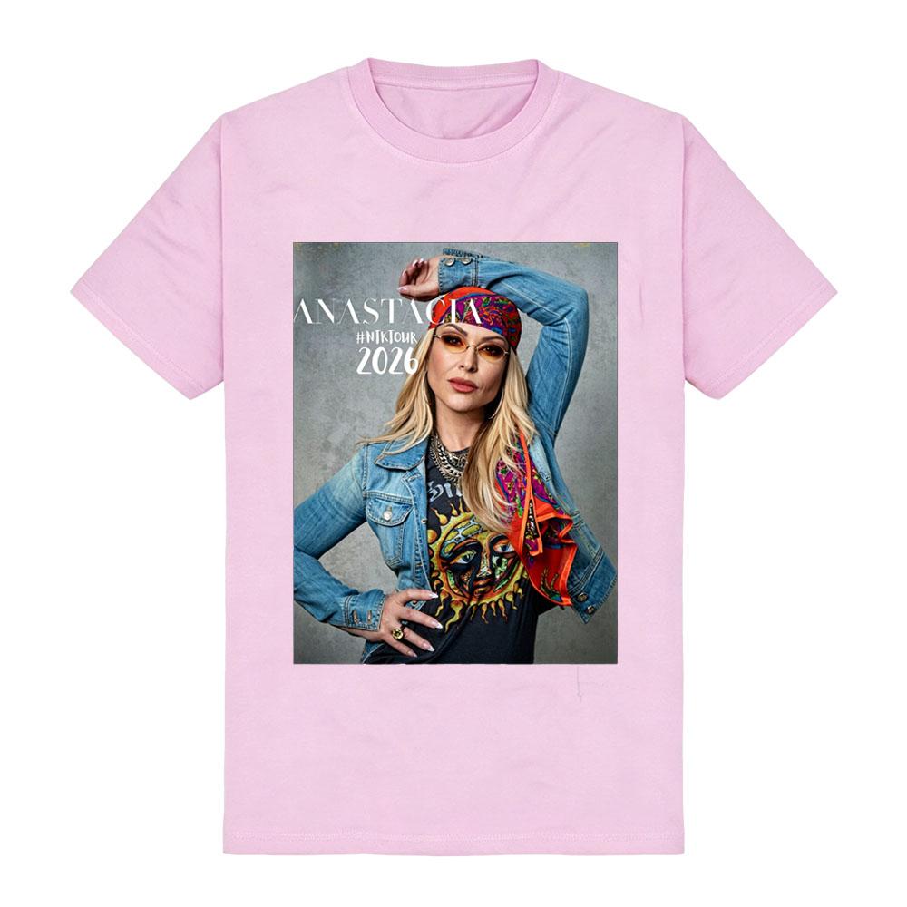 Sommertour 2026 Neue Tour Cantik De ANASTACIA NTK Klassisches T-Shirt Grunge Boho Rock Style Grafik-T-Shirt Vibe 100% Baumwolle Unisex XXL rosa