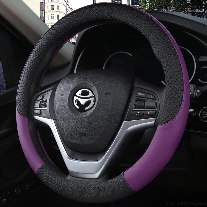 100% DERMAY Brand Leather Steering Wheel Cover Non-slip for Renault Megane 2 II MK2 2002-2009 Car Styling Auto Accessories